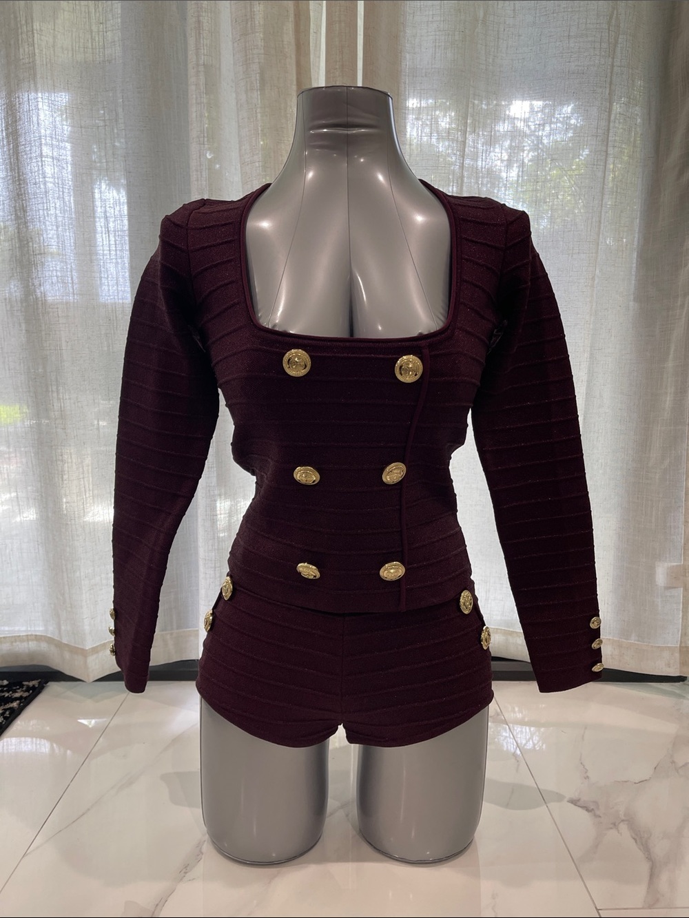 Authentic Retrofete Clemence bandage top and bottom metallic.Bottom XXS, Top S